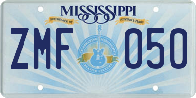 MS license plate ZMF050
