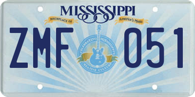 MS license plate ZMF051