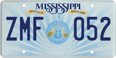 MS license plate ZMF052