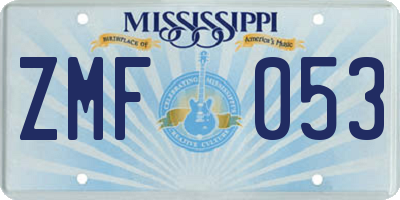 MS license plate ZMF053