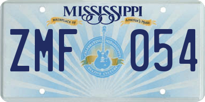 MS license plate ZMF054