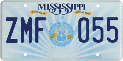 MS license plate ZMF055