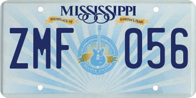 MS license plate ZMF056