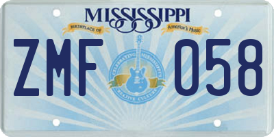 MS license plate ZMF058