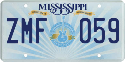 MS license plate ZMF059