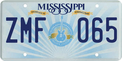 MS license plate ZMF065