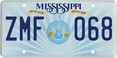MS license plate ZMF068