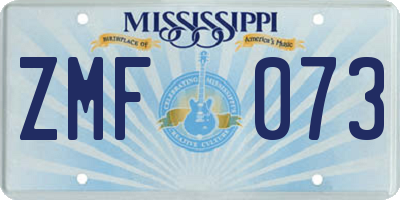 MS license plate ZMF073