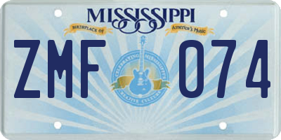 MS license plate ZMF074
