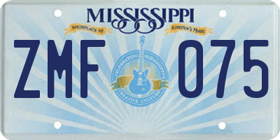 MS license plate ZMF075