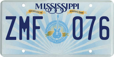 MS license plate ZMF076