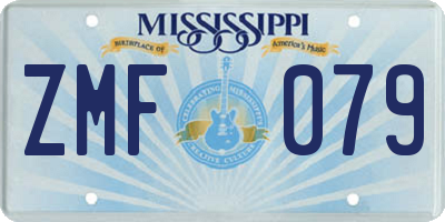MS license plate ZMF079
