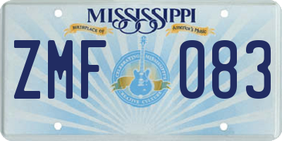 MS license plate ZMF083