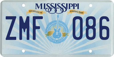 MS license plate ZMF086