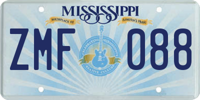 MS license plate ZMF088