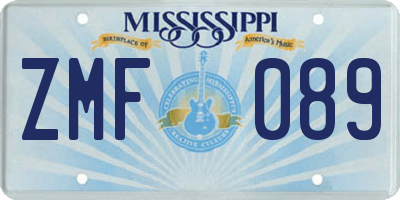 MS license plate ZMF089