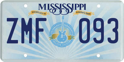 MS license plate ZMF093