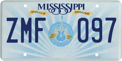 MS license plate ZMF097