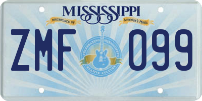 MS license plate ZMF099
