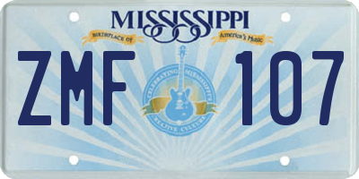 MS license plate ZMF107