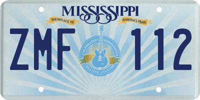 MS license plate ZMF112