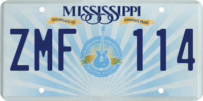 MS license plate ZMF114