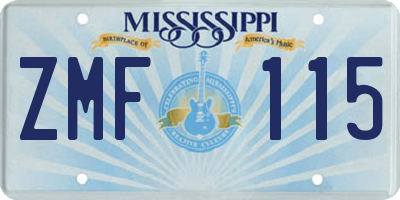 MS license plate ZMF115