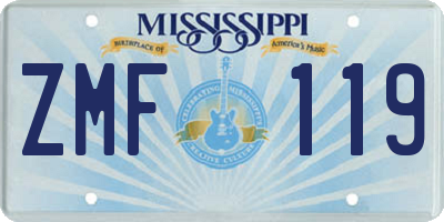 MS license plate ZMF119