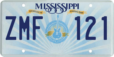 MS license plate ZMF121