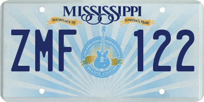 MS license plate ZMF122
