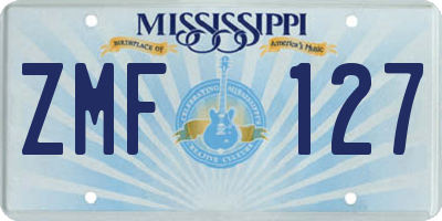 MS license plate ZMF127