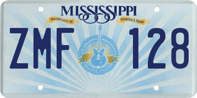 MS license plate ZMF128