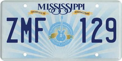 MS license plate ZMF129