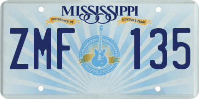 MS license plate ZMF135