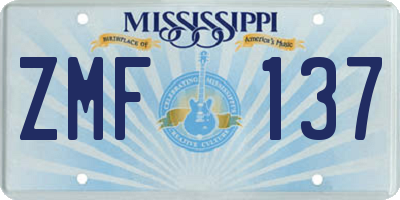MS license plate ZMF137
