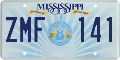 MS license plate ZMF141