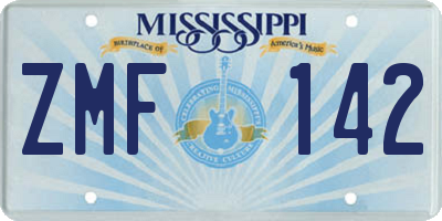 MS license plate ZMF142