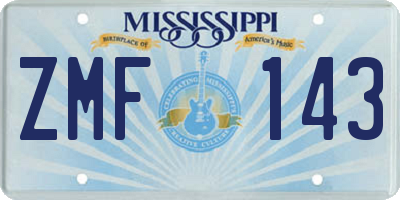 MS license plate ZMF143