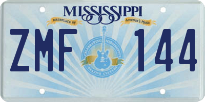 MS license plate ZMF144