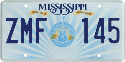 MS license plate ZMF145