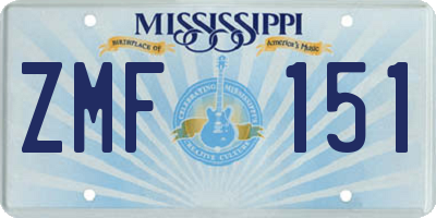 MS license plate ZMF151