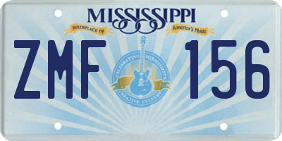 MS license plate ZMF156