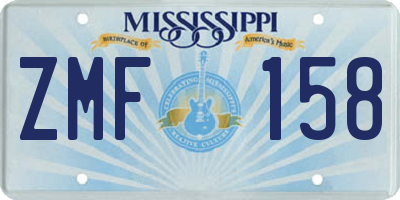 MS license plate ZMF158