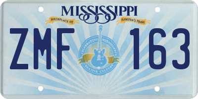MS license plate ZMF163
