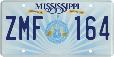 MS license plate ZMF164