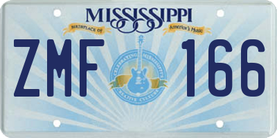 MS license plate ZMF166