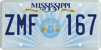 MS license plate ZMF167