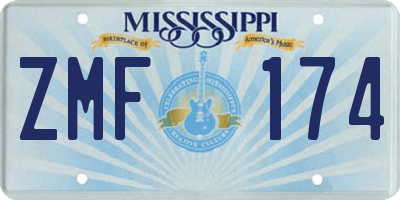 MS license plate ZMF174