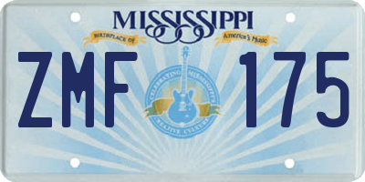 MS license plate ZMF175