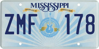 MS license plate ZMF178